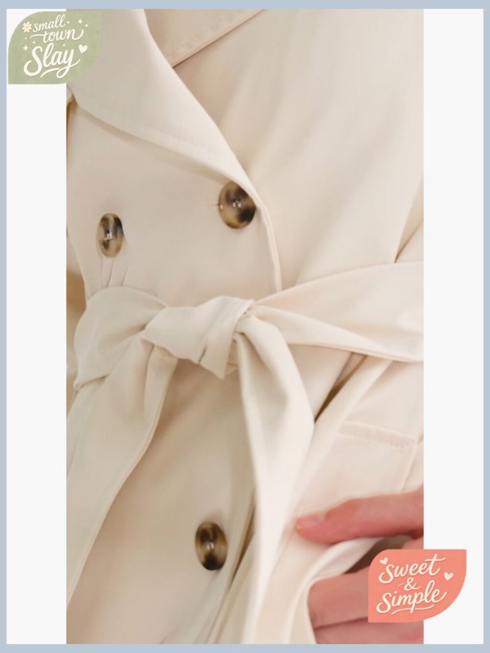 Women's Oversized Double Breasted Trench Coat with Belt - Picture 7 of 7
